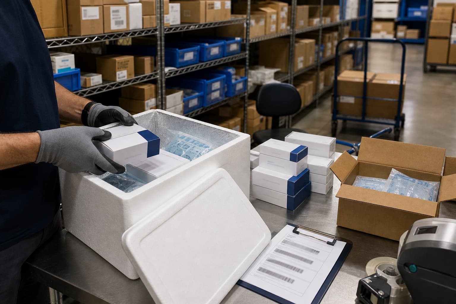 Cold-chain warehouse storage for temperature-sensitive supplies