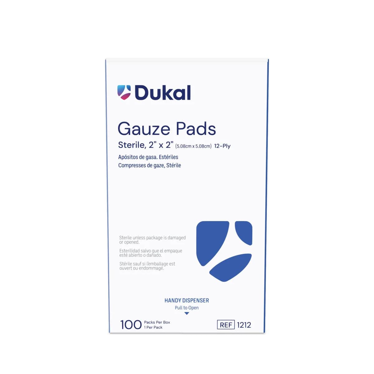 Dukal Sterile Woven Gauze Pads — 2 × 2 in, 12-ply, 100 per box