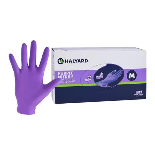 Halyard Purple Nitrile Exam Gloves — Medium, 100 per box